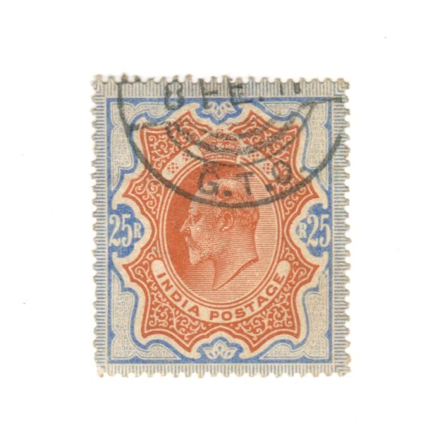 British India KEVII 25 Rupees Used High Value Stamp